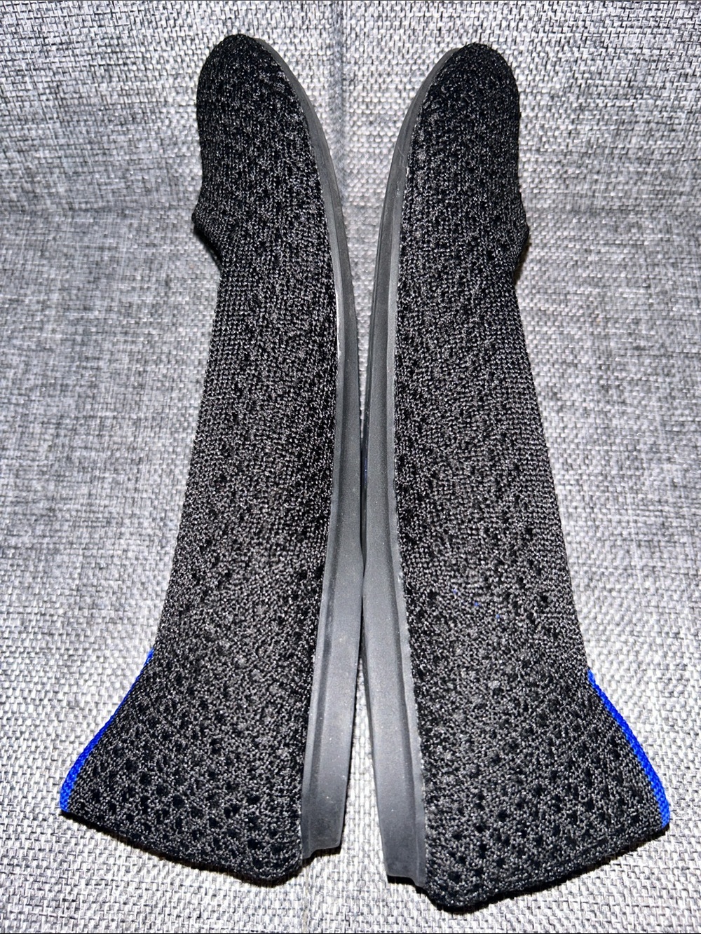Rothy's Black Knit Slip-On Flats with Blue Accent - Picture 6 of 8